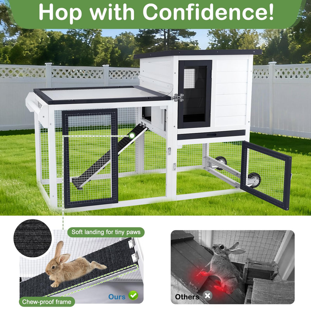 2-Story Rabbit Hutch with Pull-Out Tray & Wheels O663984