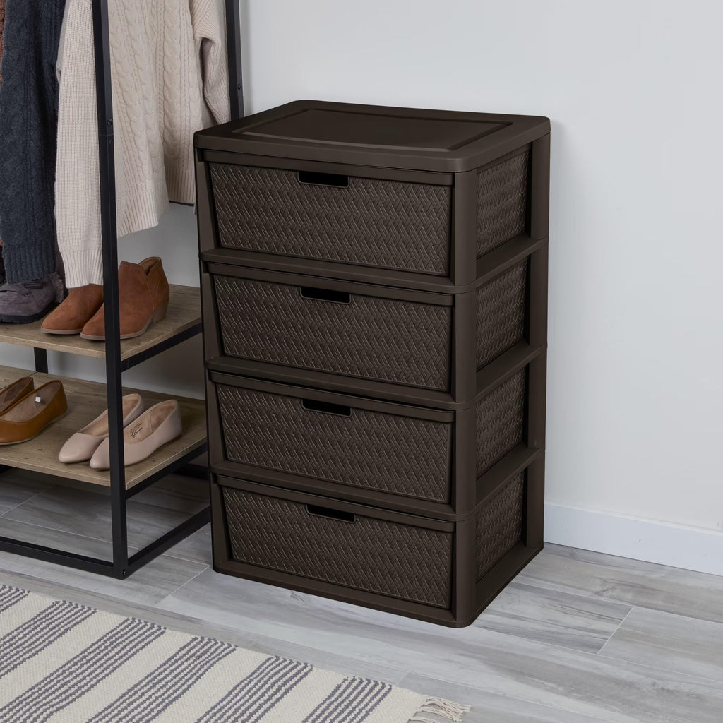 Brown 4 Drawer Plastic Storage Tower R56630
