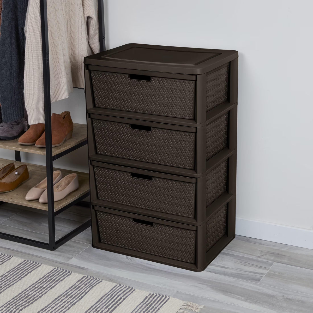 Brown 4 Drawer Plastic Storage Tower R56630