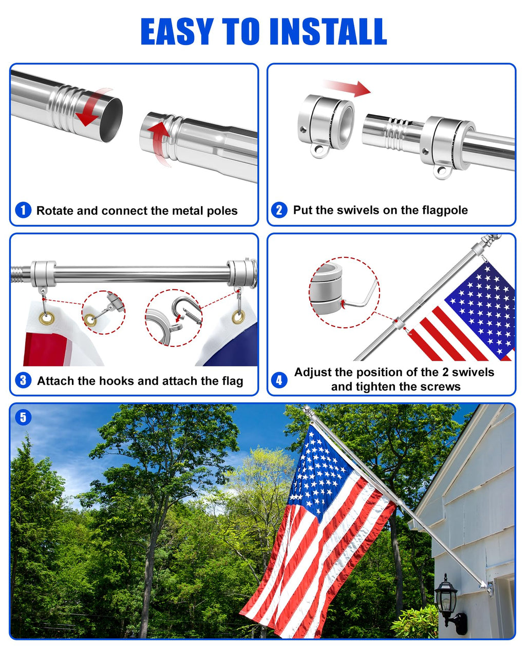 T304 Stainless Steel Flag Pole Y680