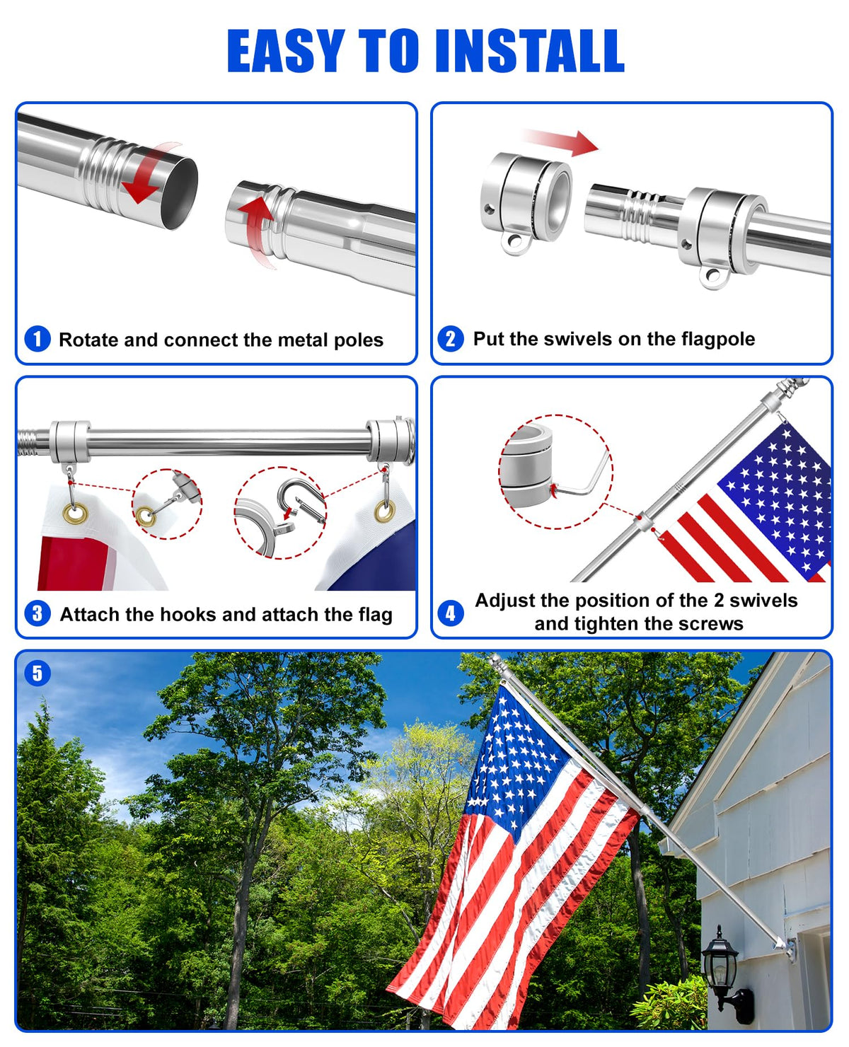 T304 Stainless Steel Flag Pole Y680