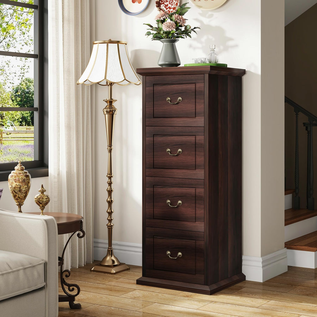 4 Drawer Dark Walnut File Cabinet J836074