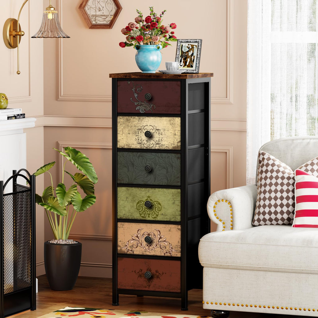 Tall 6 Drawer Fabric Dresser H1294