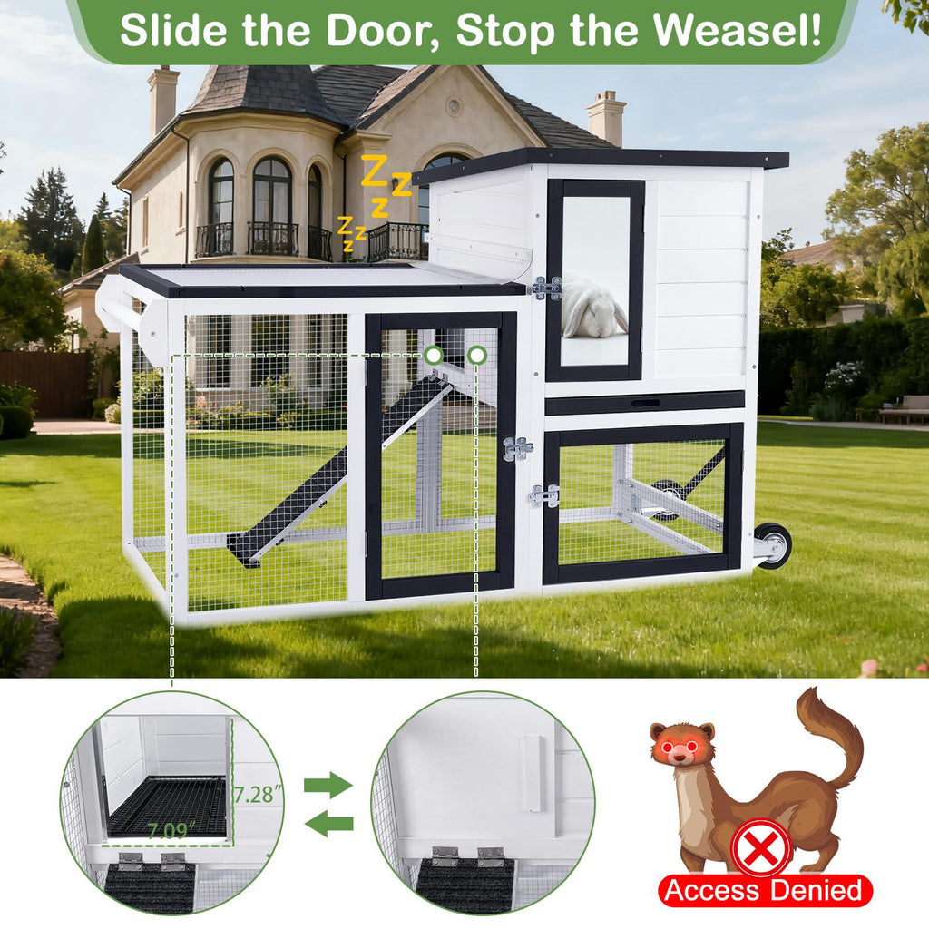 2-Story Rabbit Hutch with Pull-Out Tray & Wheels O663984