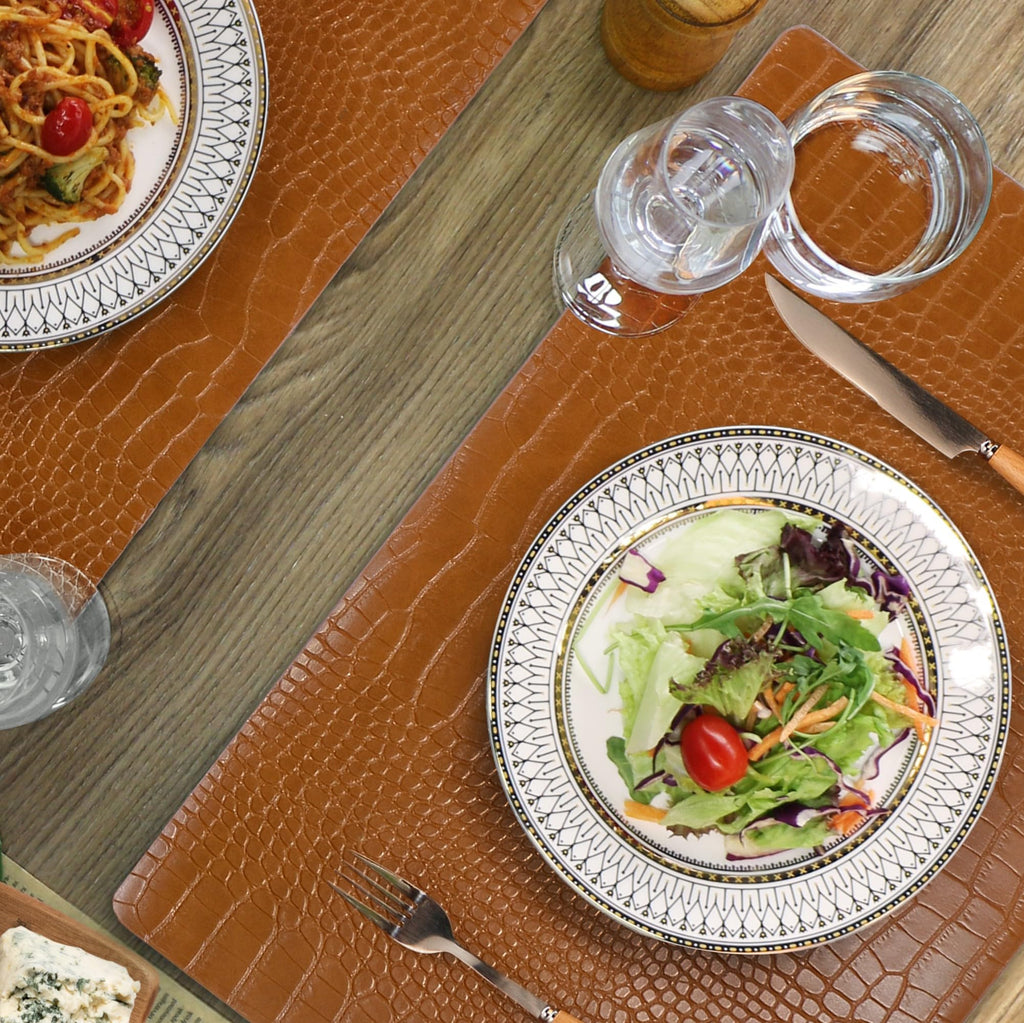 Faux Leather Placemats Set of 8 Brown L777847