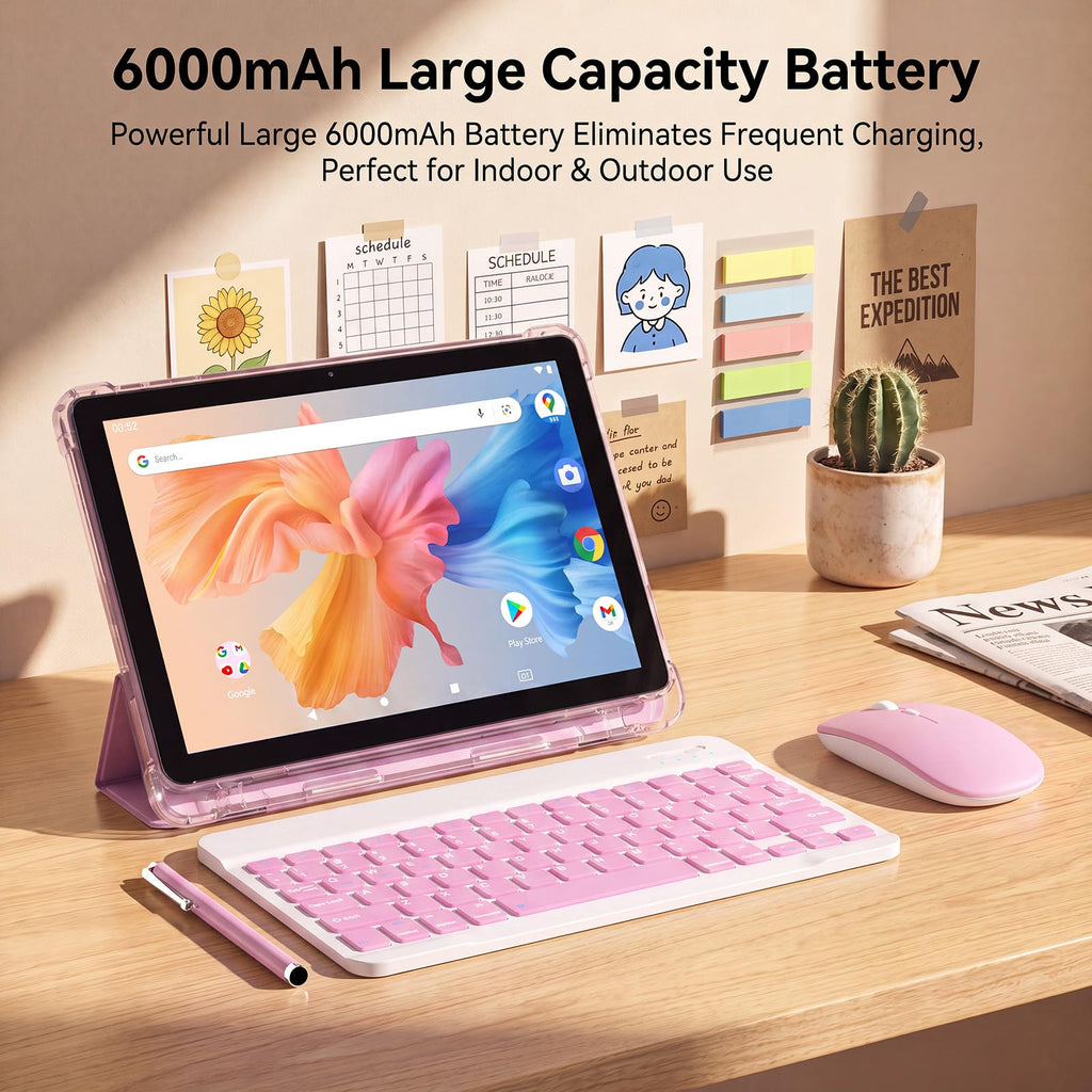 10 Inch 2 in 1 Tablet with Keyboard Kit & Case Pink D4152