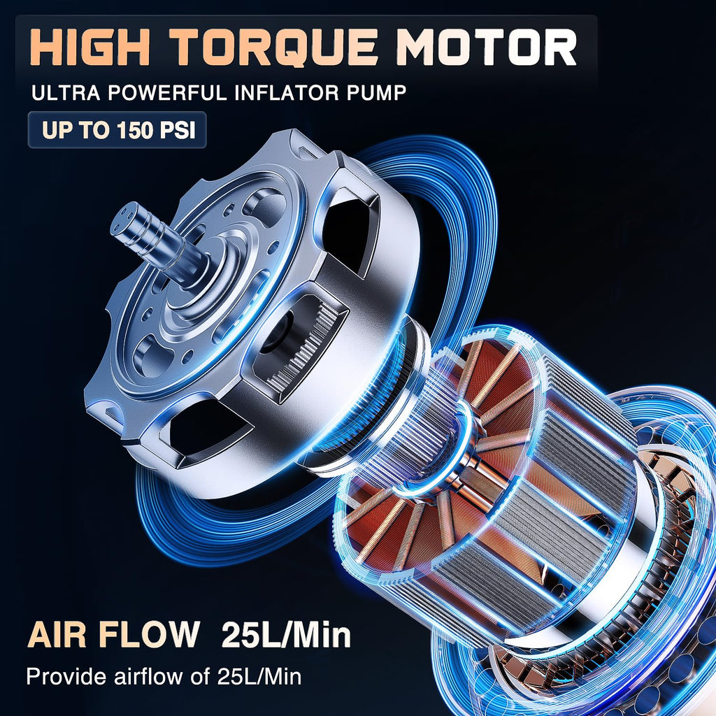 Portable Rechargeable 12VDC 150PSI Cordless Tire Inflator Air Compressor X18133