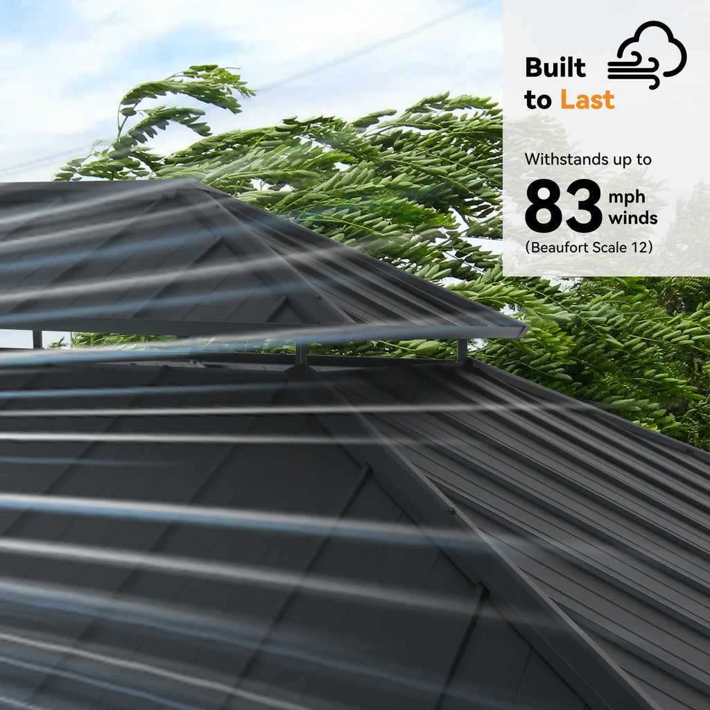 Wood Gazebo 13x15 with Galvanized Steel Roof Z85401
