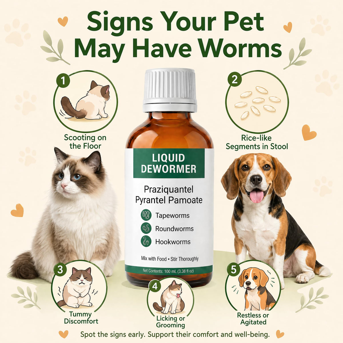 Liquid Dewormer, Praziquantel & Pyrantel Pamoate, 3.38 fl oz H603444