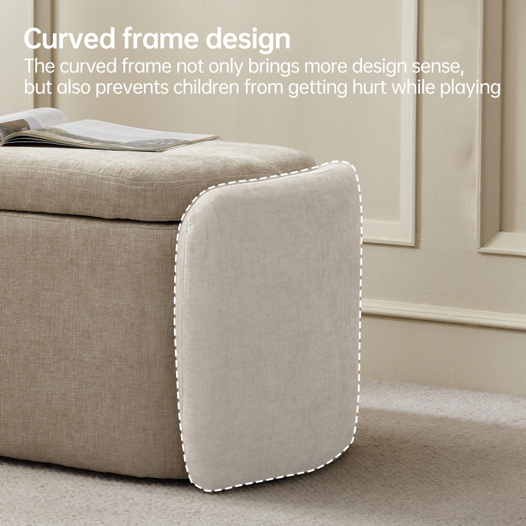 Khaki Upholstered Storage Bench T31590