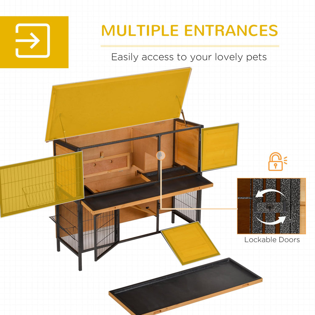 48" 2-Story Rabbit Hutch with Metal Frame C95746