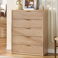 Fluted 5 Drawers Natural Wood Dresser B27778