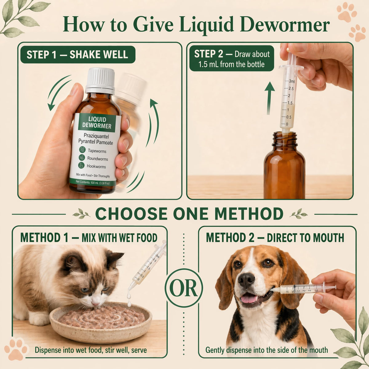 Liquid Dewormer, Praziquantel & Pyrantel Pamoate, 3.38 fl oz H603444