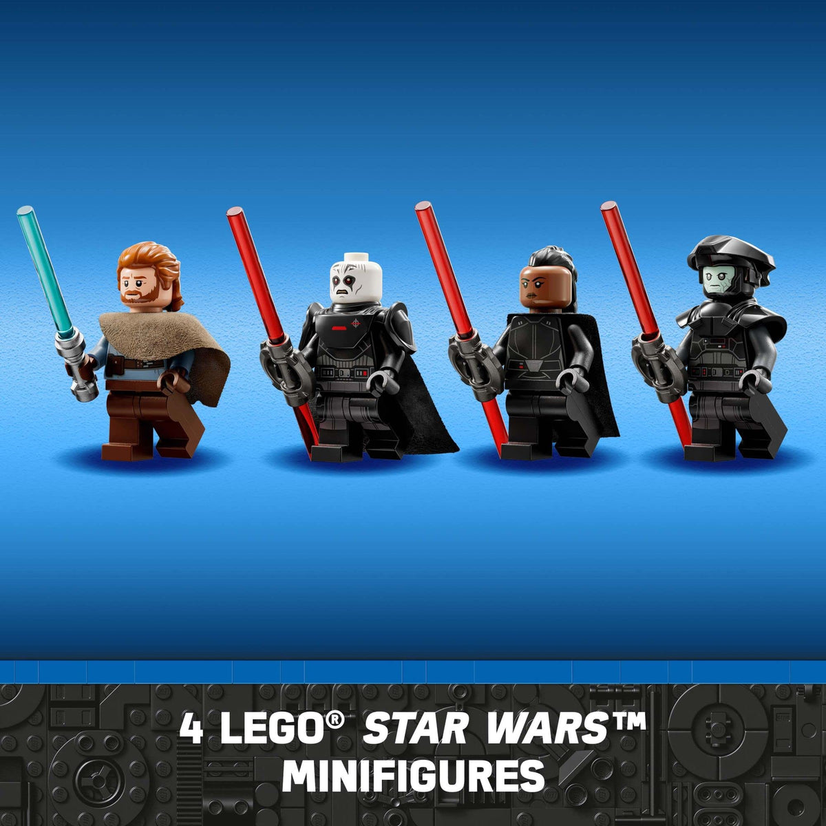 Buildable Toy Starship with Blue and Double-Bladed Red Lightsabers Y195