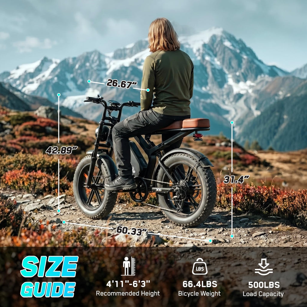 Electric Bike 48V 15 Ah Battery 2000W Peak Motor 28MPH I801