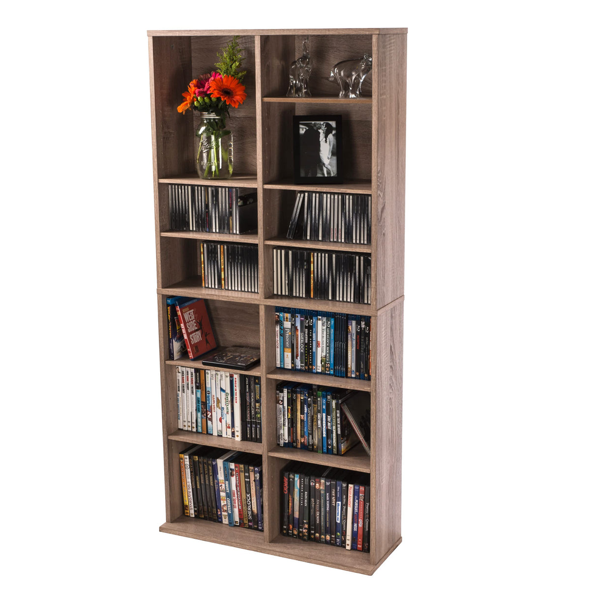 Weathered Oak Media Storage Cabinet Q8690