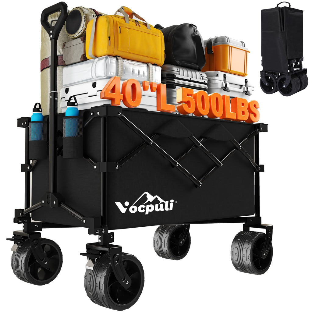 40" Black Collapsible Wagon Cart 500lbs 250L M8678