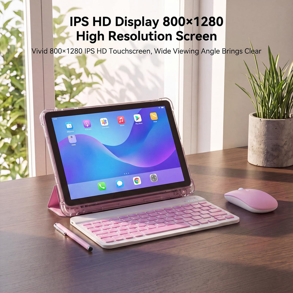 10 Inch 2 in 1 Tablet with Keyboard Kit & Case Pink D4152