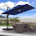 9x9 FT Cantilever Offset Patio Umbrella with Lights & Base F3332