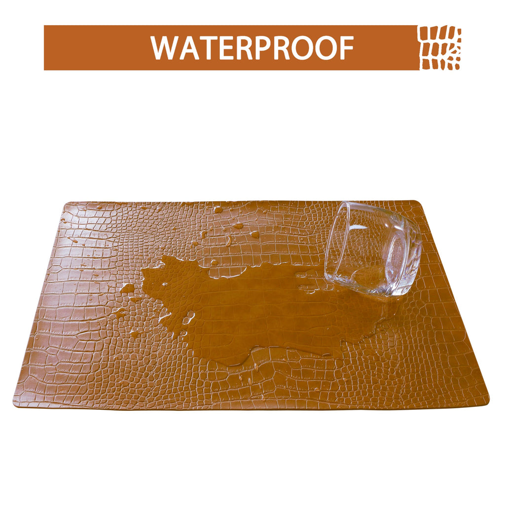 Faux Leather Placemats Set of 8 Brown L777847