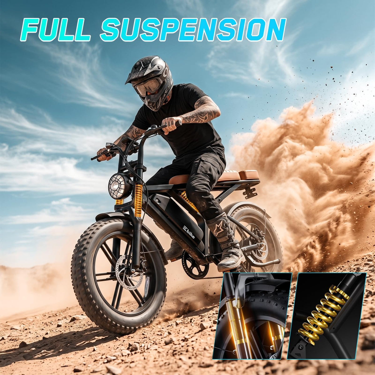 Electric Bike 48V 15 Ah Battery 2000W Peak Motor 28MPH I801