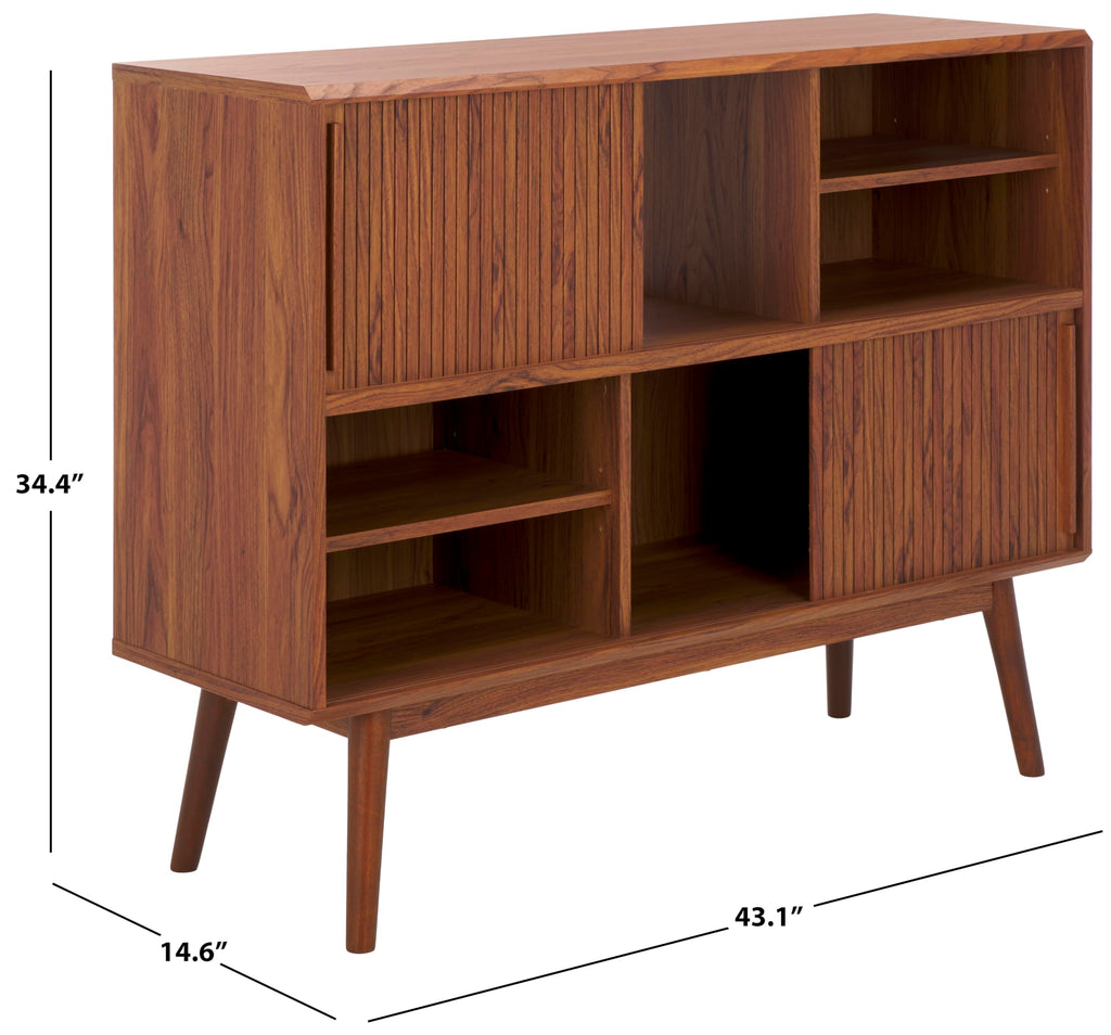 Walnut Brown TV Stand with Sliding Door Q868