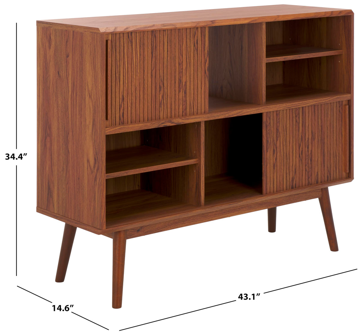 Walnut Brown TV Stand with Sliding Door Q868