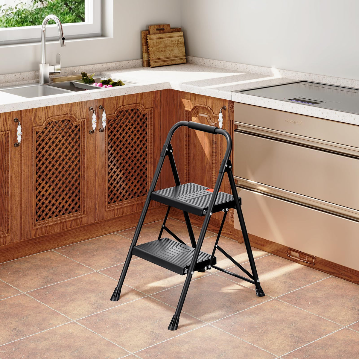 2 Step Steel Step Ladder with Handrail Z746986
