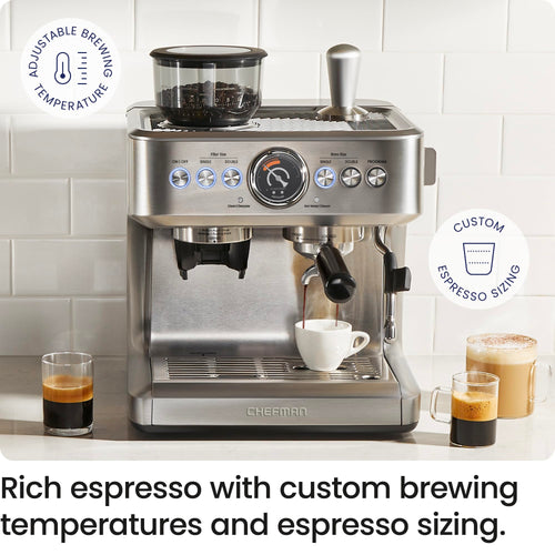 15 Bar Espresso Machine with Milk Frother and Coffee Grinder V258