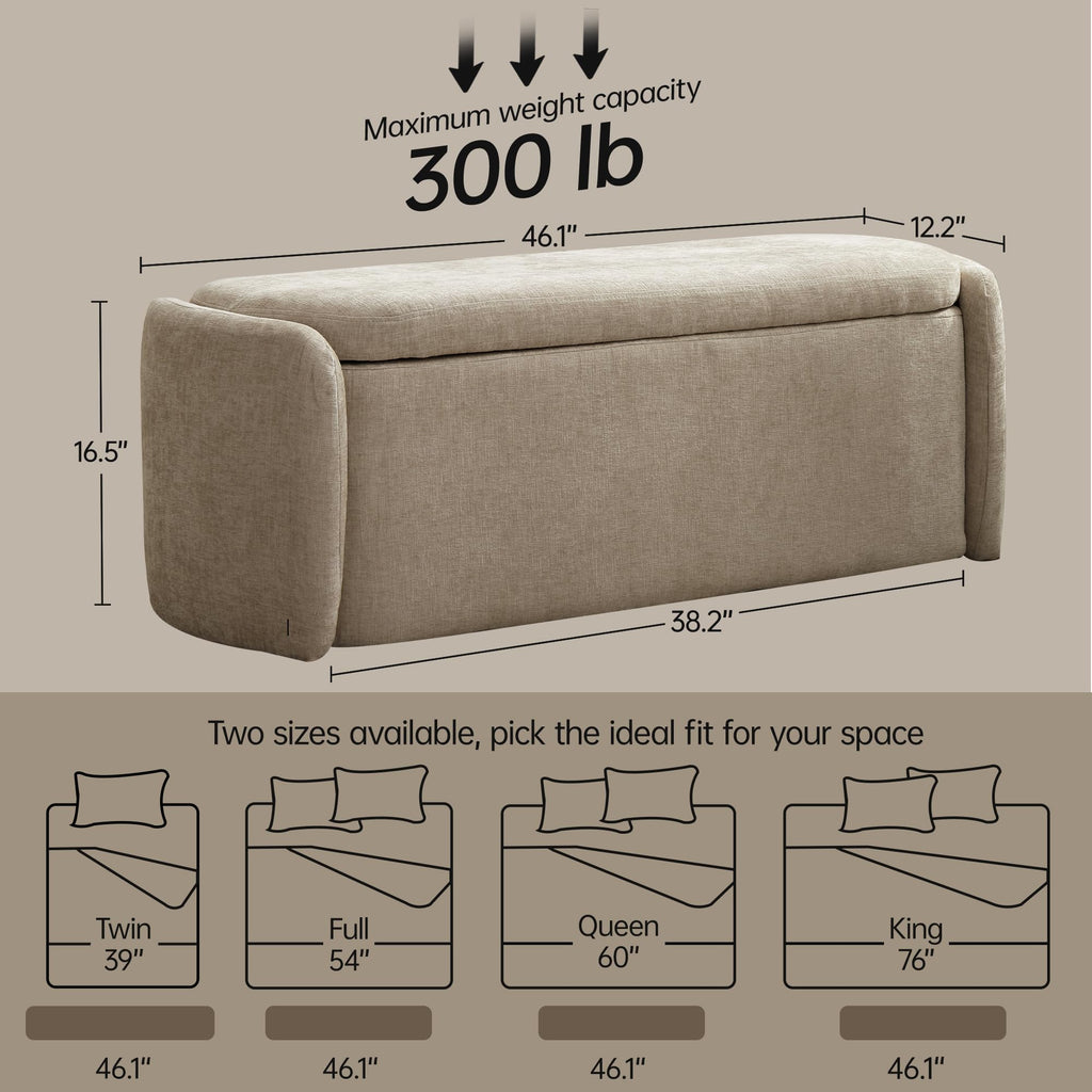 Khaki Upholstered Storage Bench T31590