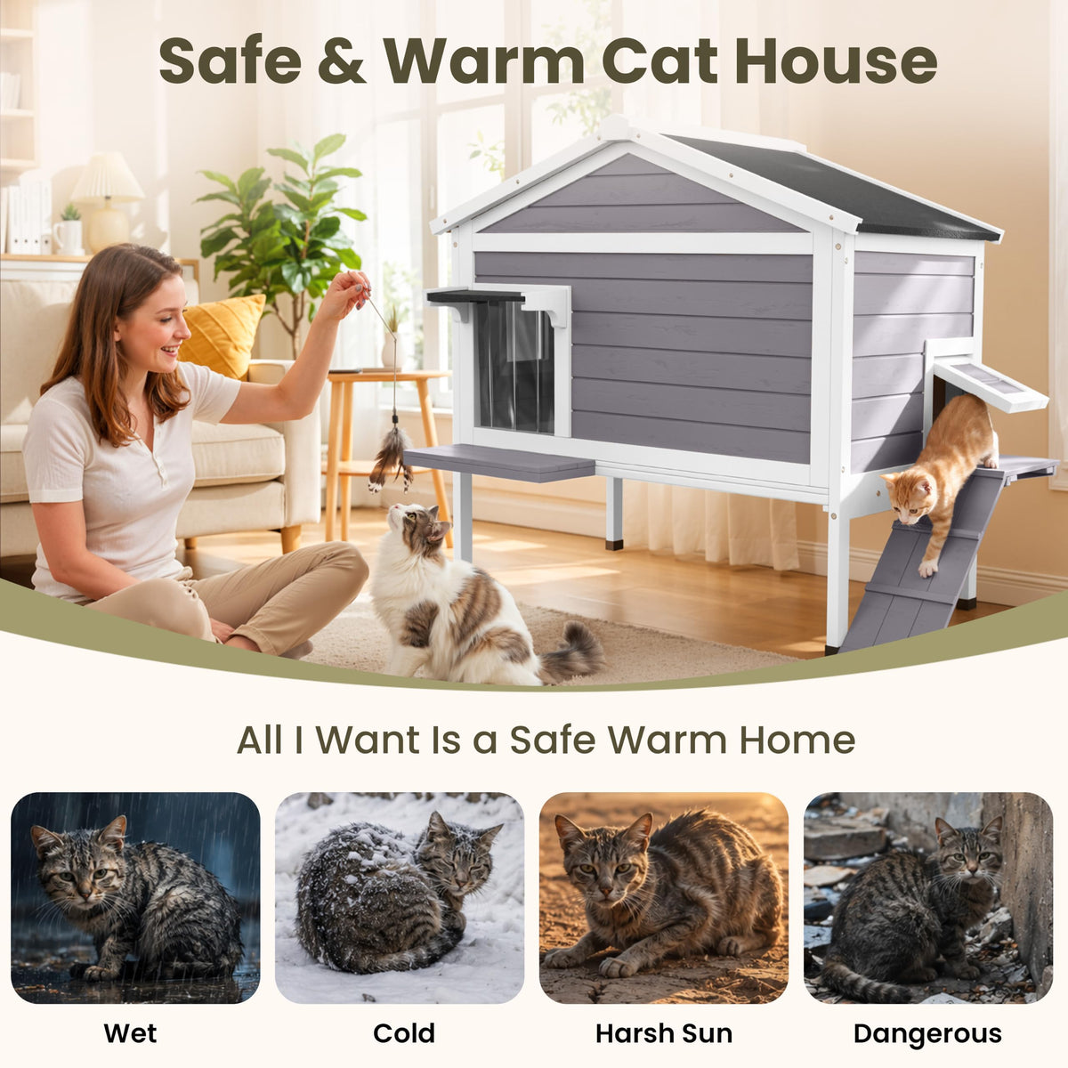 Insulated Outdoor Cat House O697
