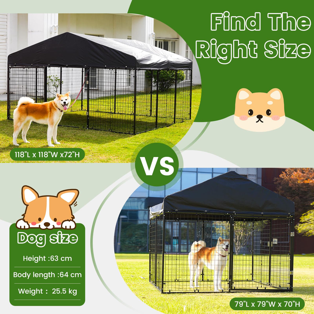 79” x 79” Large Outdoor Dog Enclosure Z9044
