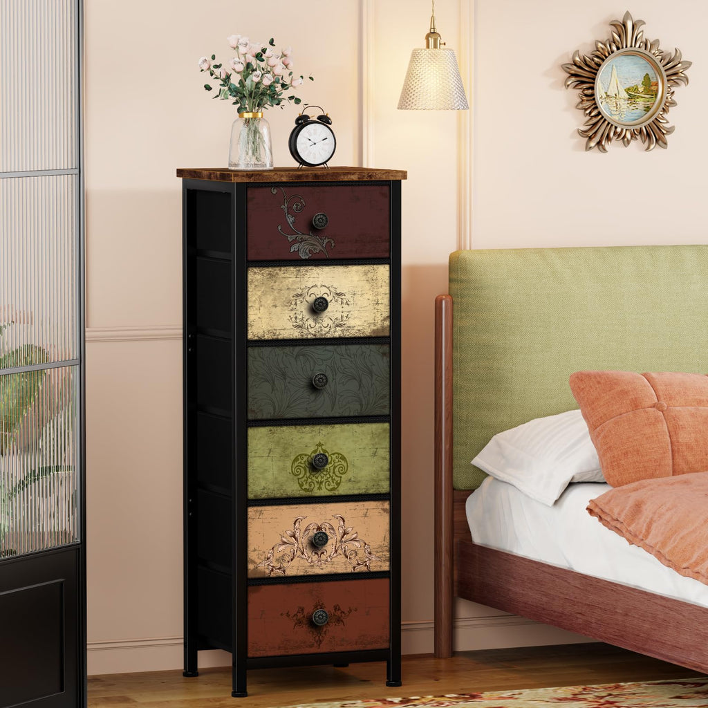 Tall 6 Drawer Fabric Dresser H1294