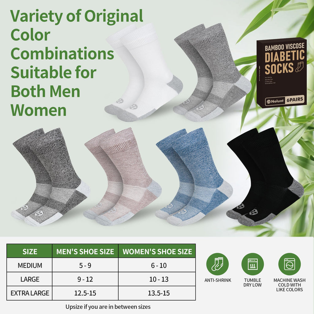 6 Pairs Crew Diabetic Socks H67184