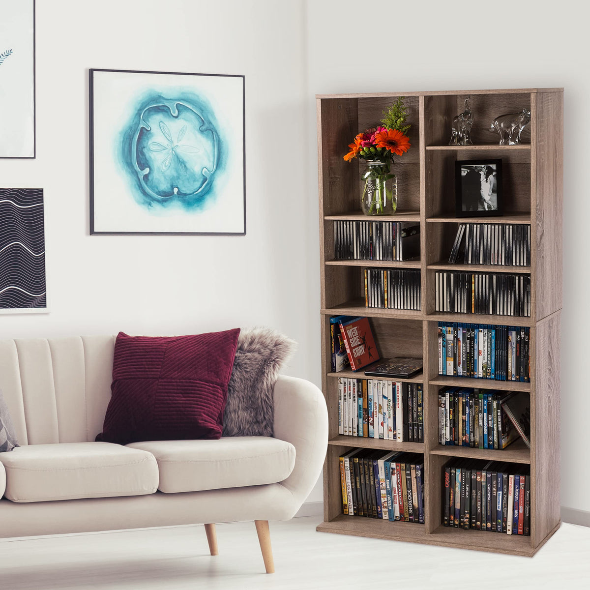 Weathered Oak Media Storage Cabinet Q8690