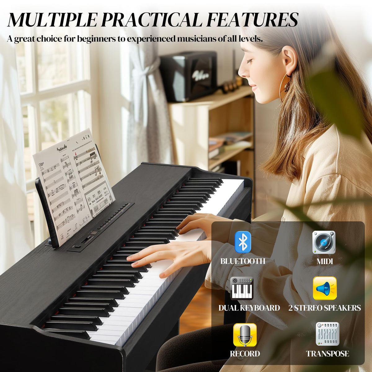88 Key Fully Weighted Action Upright Piano K975
