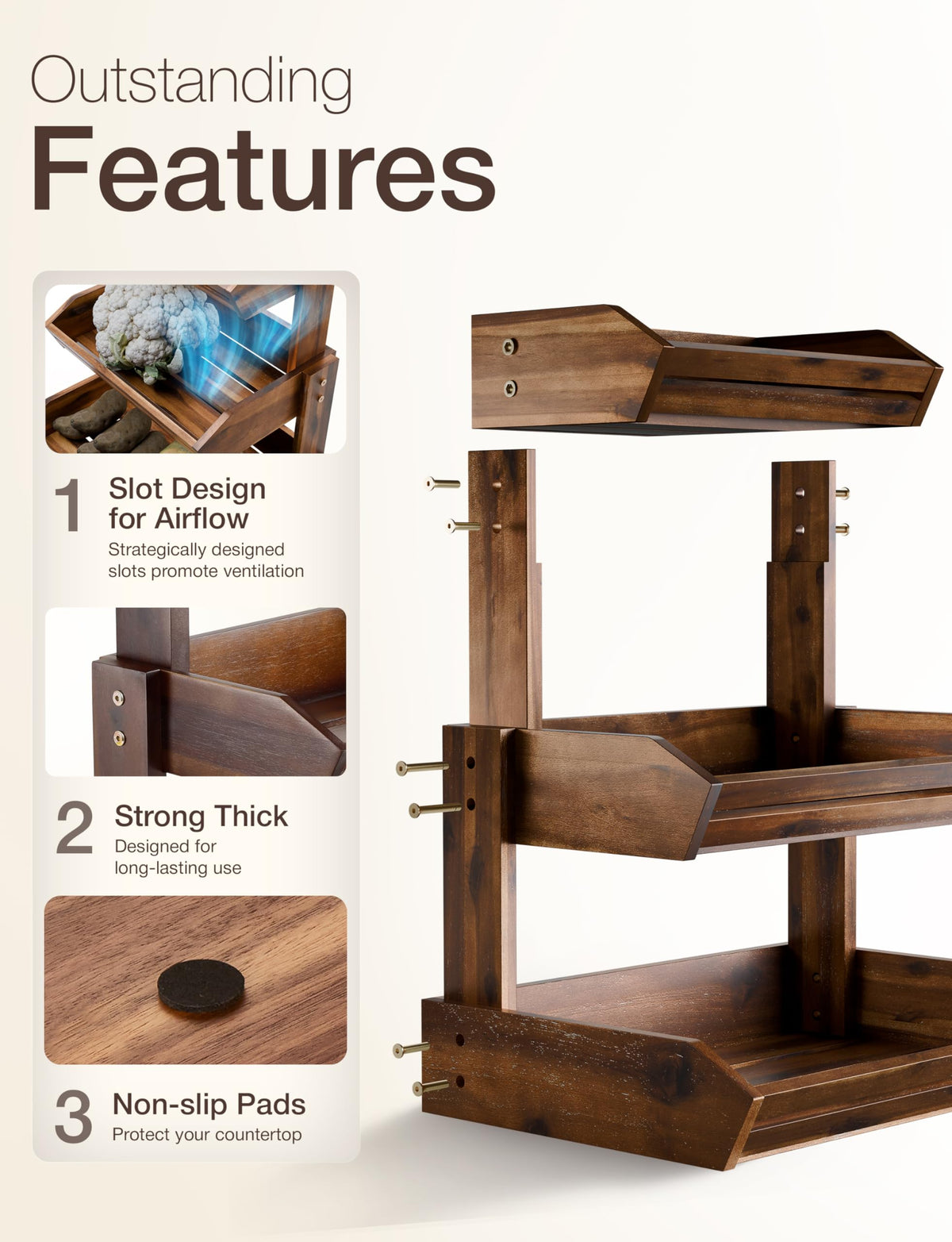 Acacia 3 Tier Fruit Basket W303660