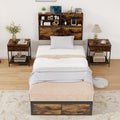 Twin Metal Platform Bed Frame with Storage Headboard R2948