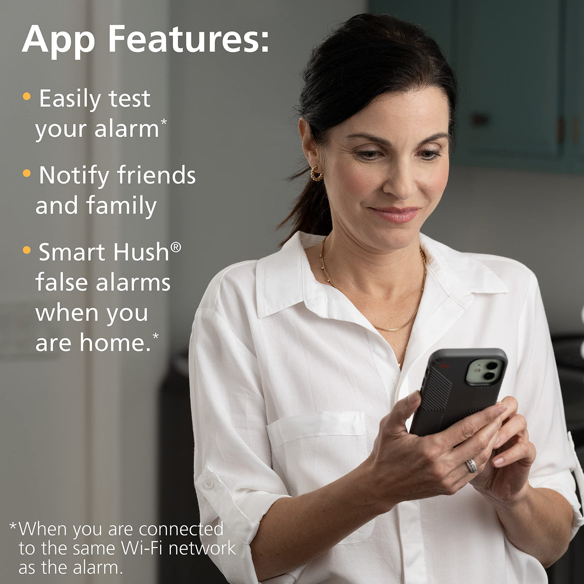 Smart WiFi Hardwired Smoke Detector with Battery Backup E996650