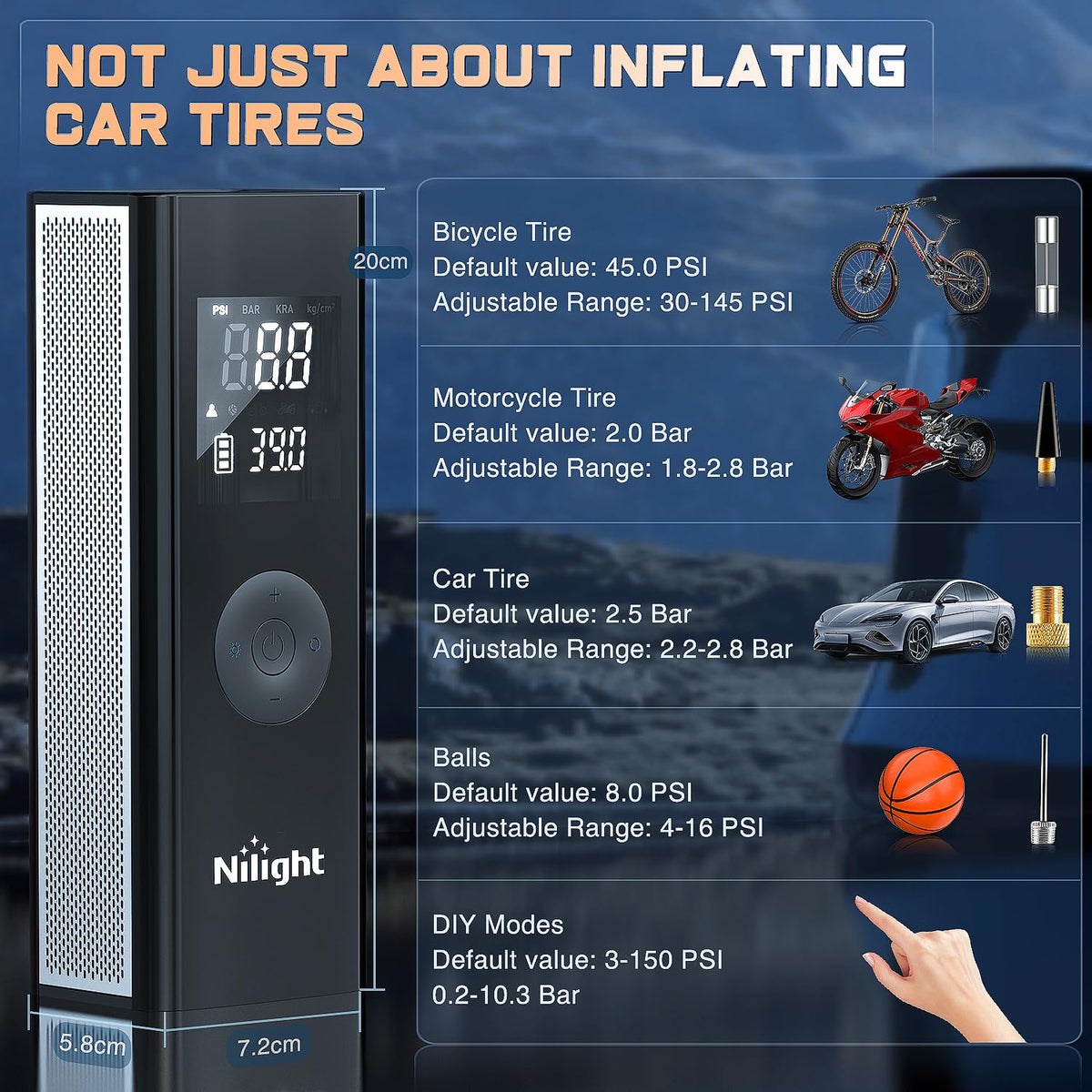 Portable Rechargeable 12VDC 150PSI Cordless Tire Inflator Air Compressor X18133