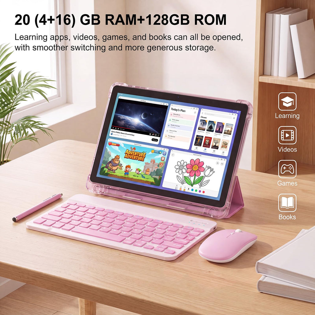 10 Inch 2 in 1 Tablet with Keyboard Kit & Case Pink D4152