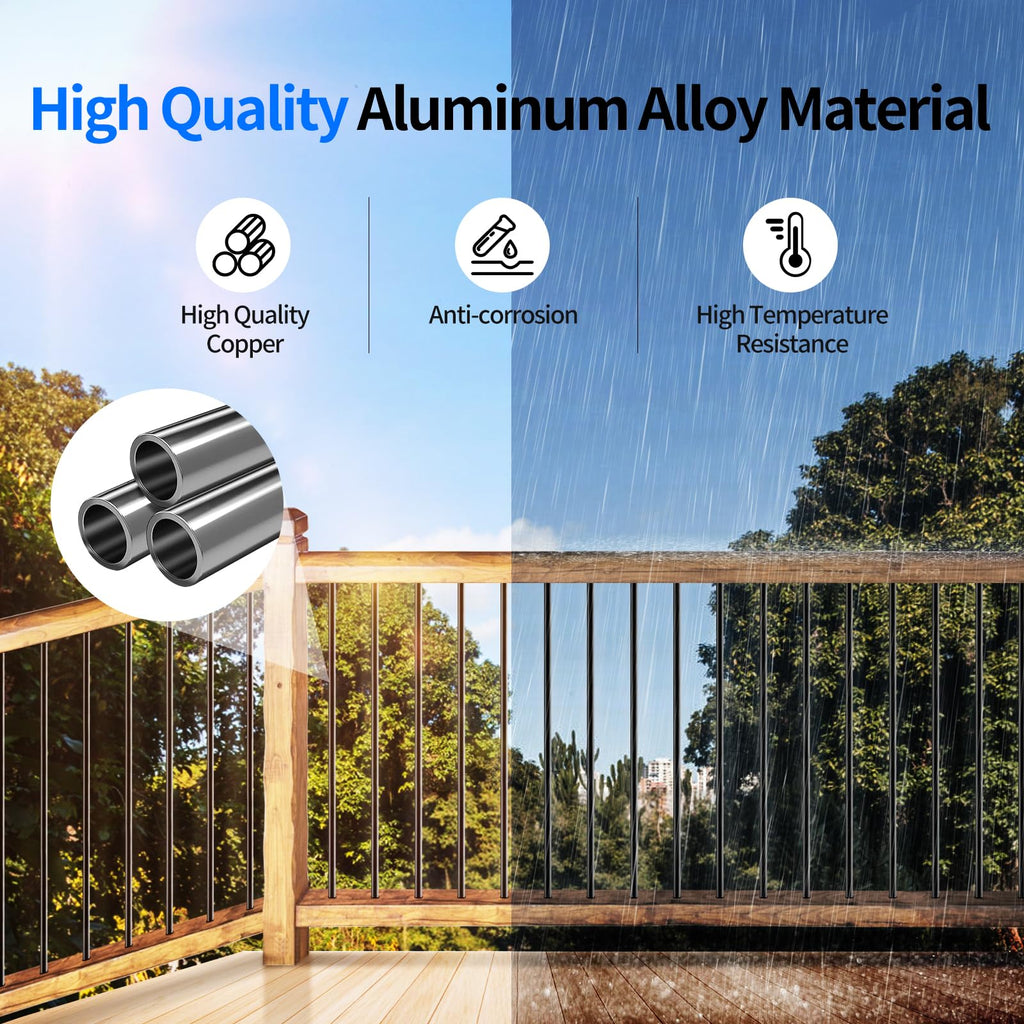 101 Pack 26" x 3/4" Black Round Aluminum Balusters P714