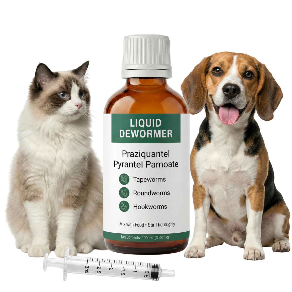 Liquid Dewormer, Praziquantel & Pyrantel Pamoate, 3.38 fl oz H603444