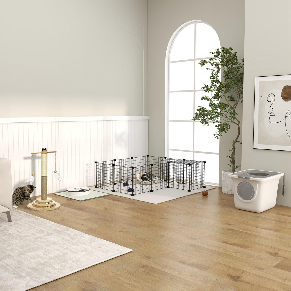 Covered Cat Litter Box with Scoop, White Z439