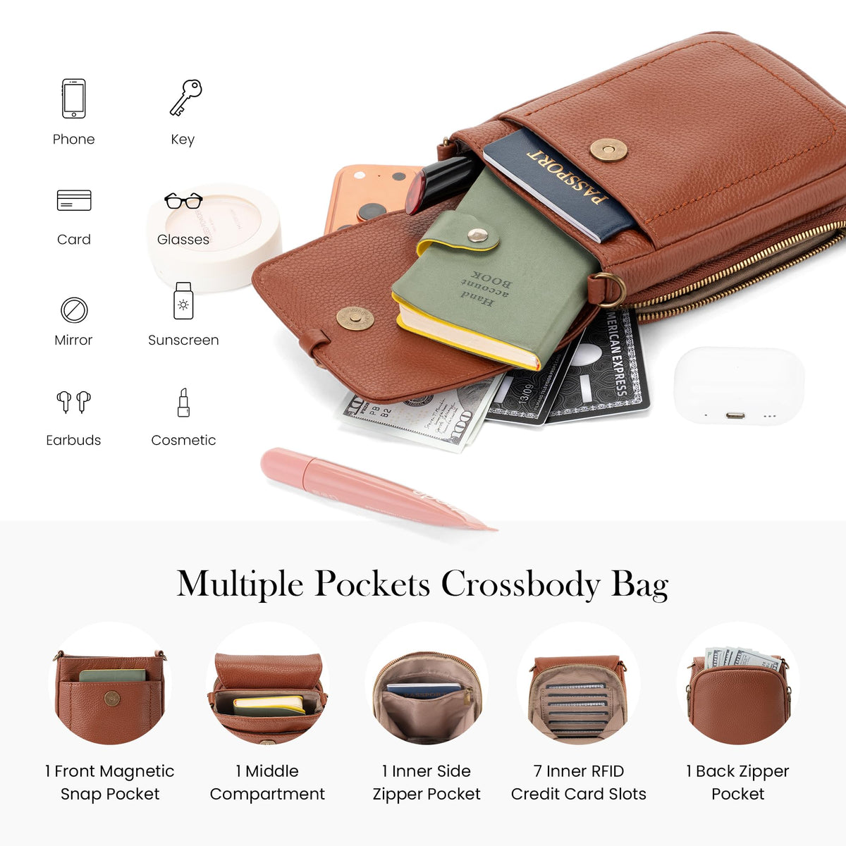 Genuine Leather Small Crossbody Bag W759
