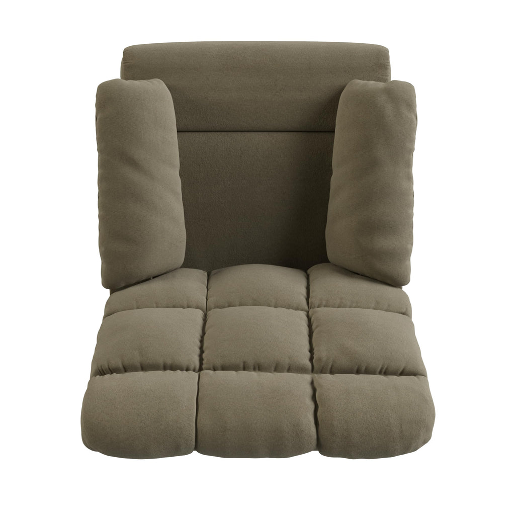Velvet Swivel Rocker Recliner Chair with Adjustable Backrest and Footrest V300782