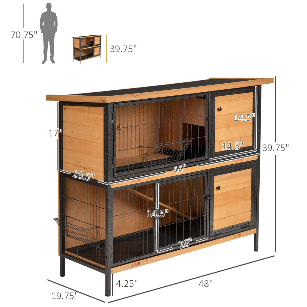 48" 2-Story Rabbit Hutch with Metal Frame C95746