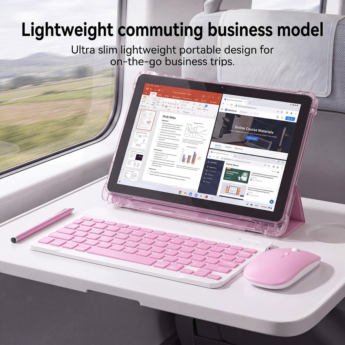 10 Inch 2 in 1 Tablet with Keyboard Kit & Case Pink D4152