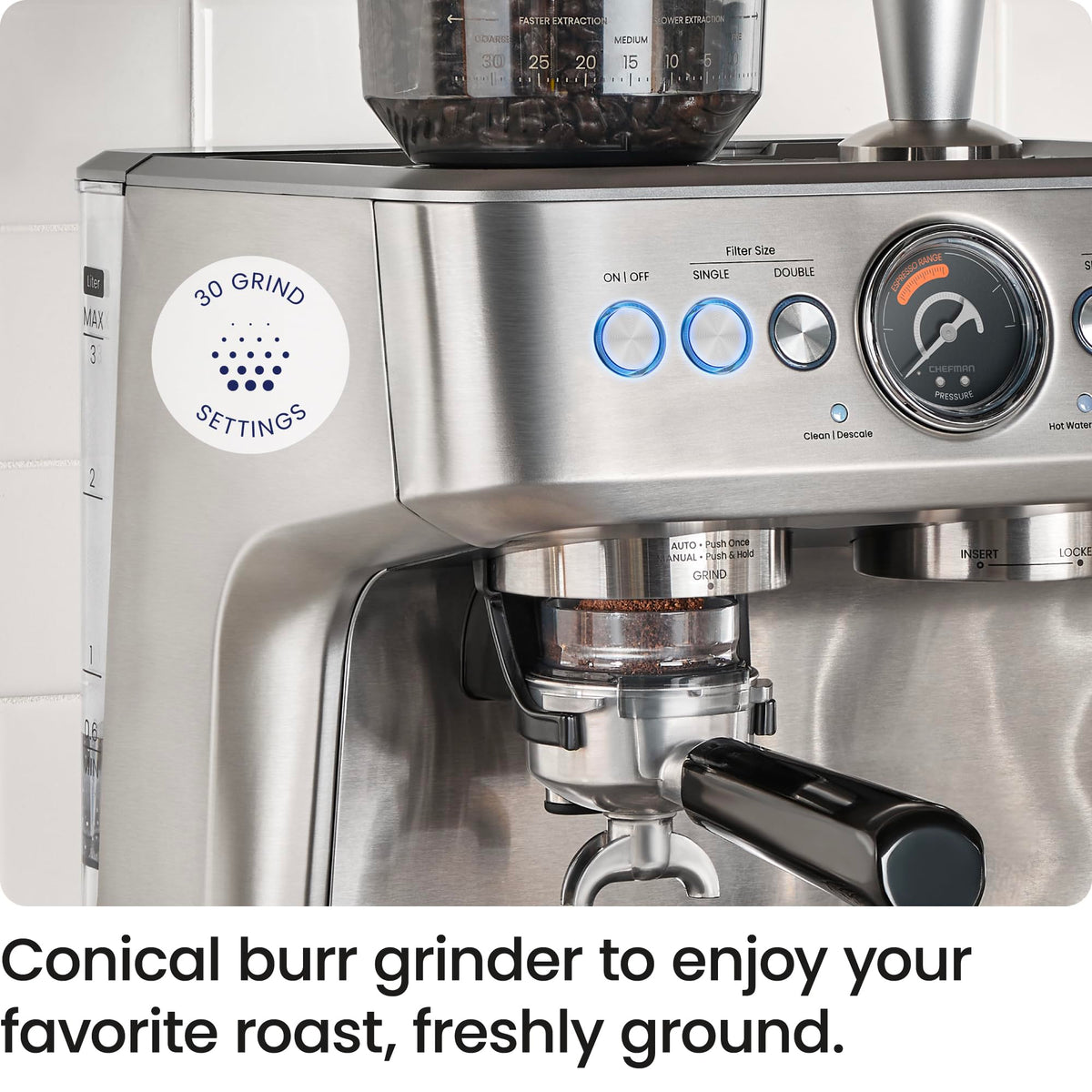 15 Bar Espresso Machine with Milk Frother and Coffee Grinder V258