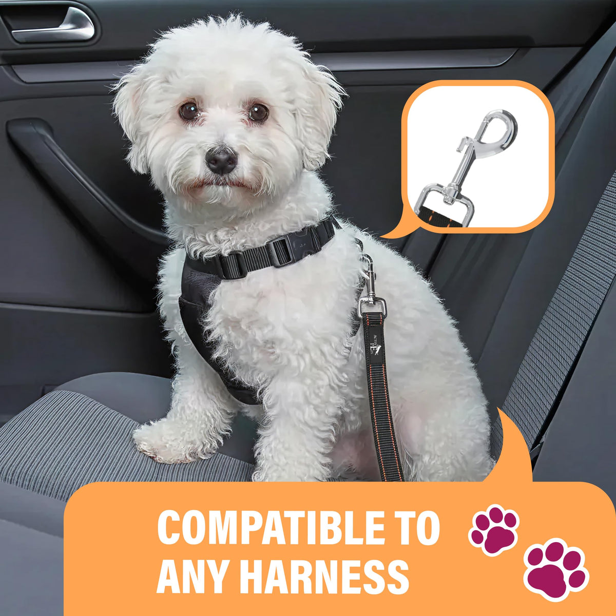 Black Adjustable Dog Car Seat Belt I31825